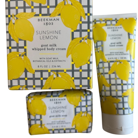 Beekman 1802 Sunshine LemonGoat Milk Lot of 3 Body Products- Soap and Creams New - Picture 1 of 9